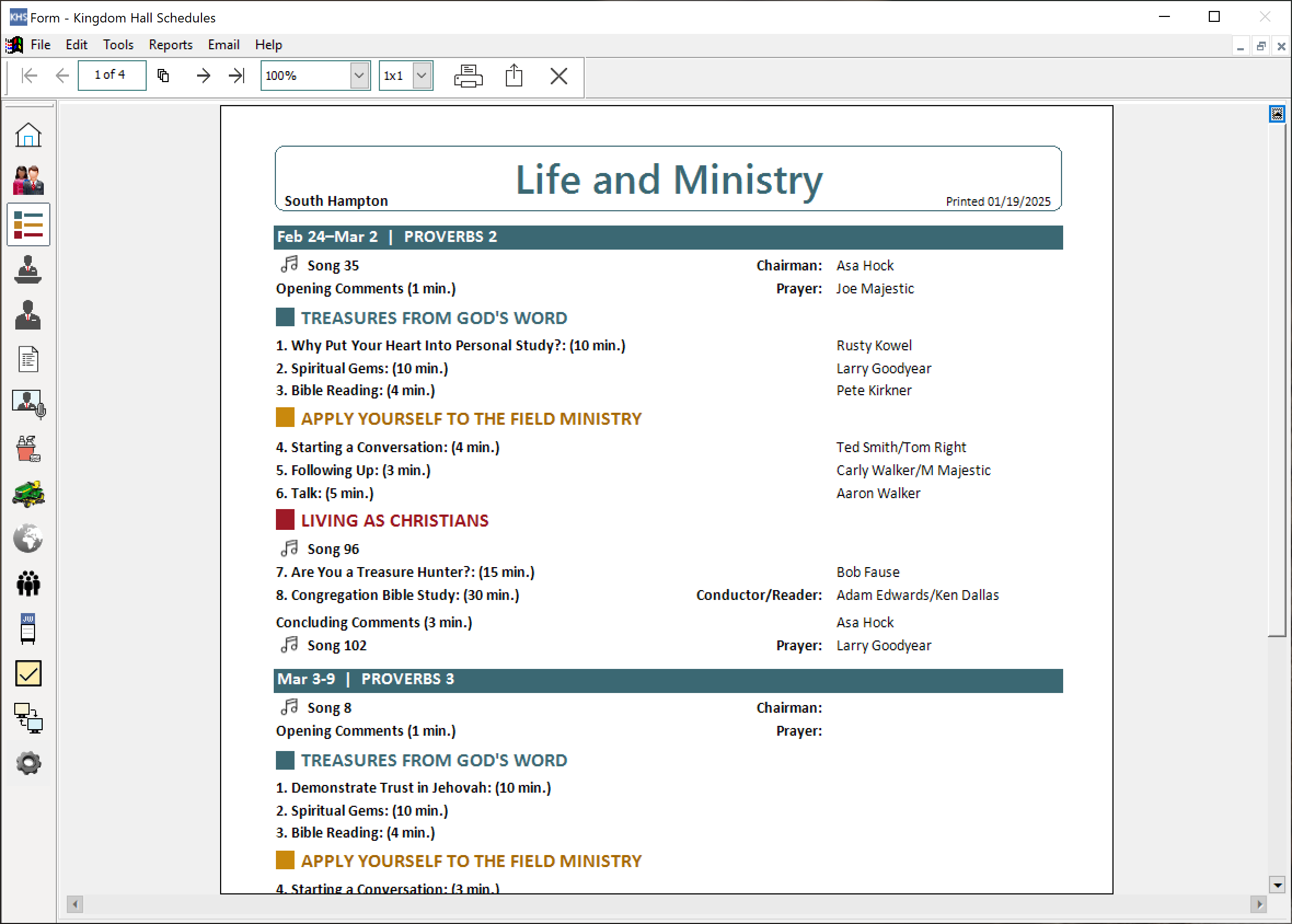 Jw Scheduler Print Schedules And Assignment Slips